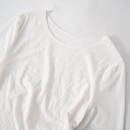Long sleeve ruched irregular ruffle crewneck top