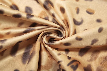 Leopard print halter self tie irregular backless maxi dress