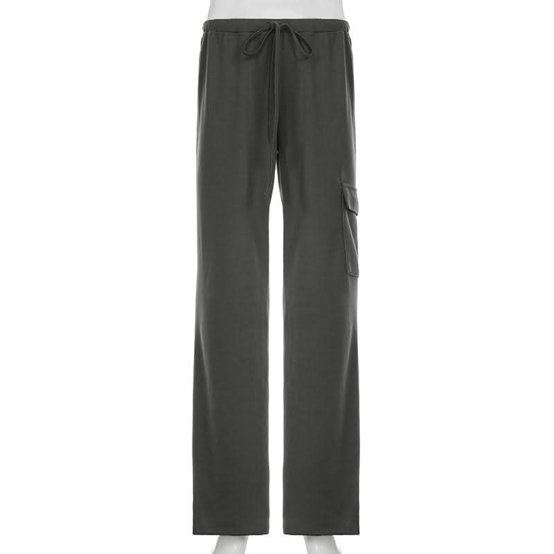 Pocket self tie low rise straight leg pant