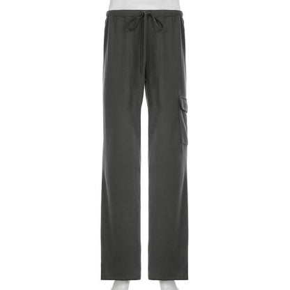 Pocket self tie low rise straight leg pant