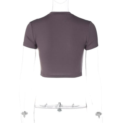 Short sleeve solid crewneck crop top