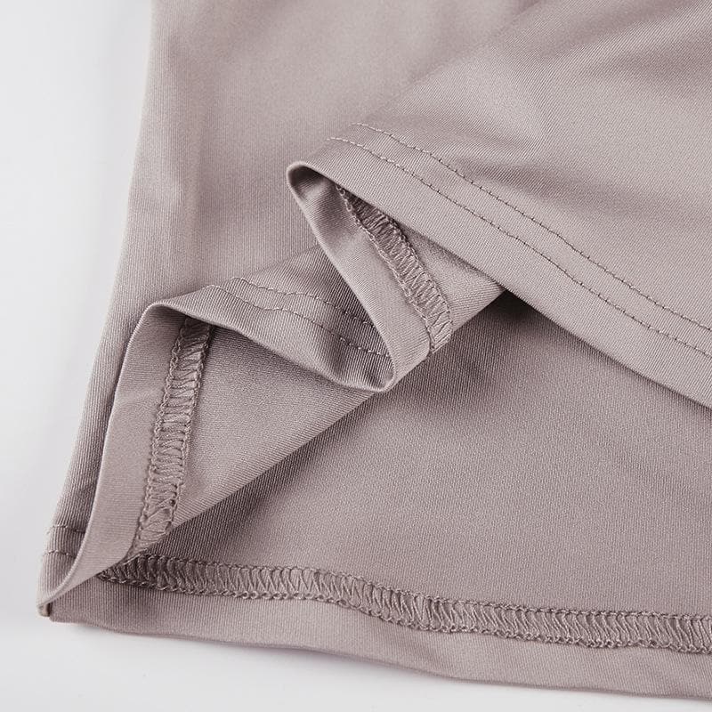 Short sleeve cowl neck ruched solid 2-way top