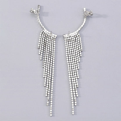 Tassels rhinestone pendant irregular earrings