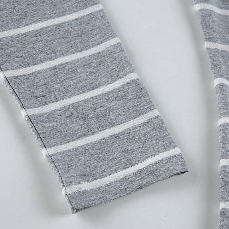 Long sleeve crewneck striped print top