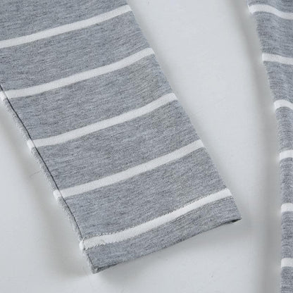 Long sleeve crewneck striped print top