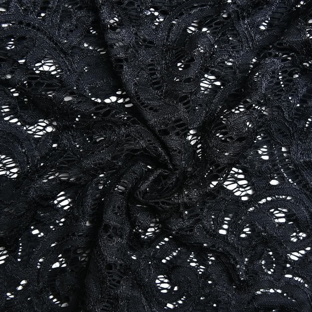 Flared sleeve v neck lace see through solid top-final-sale