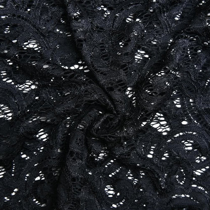 Flared sleeve v neck lace see through solid top-final-sale