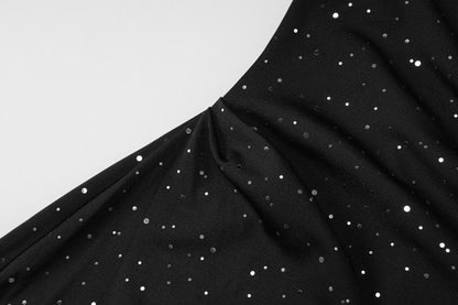 Glitter gloves solid tube mini dress