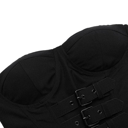 Buckle smocked sweetheart neck tube midi dress