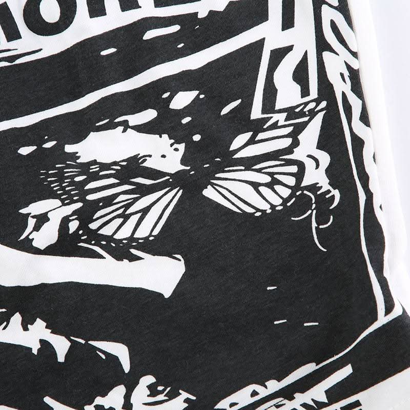 Butterfly print backless tube top