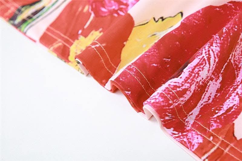 Hollow out v neck backless self tie flower print cut out maxi dress-final-sale