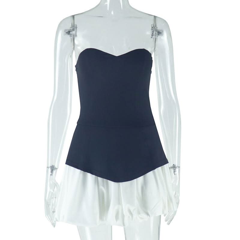 Sweetheart neck patchwork backless tube mini dress