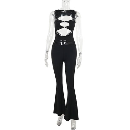 Sleeveless hollow out o ring jumpsuit
