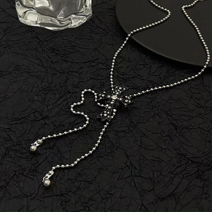 Rhinestone cross pendant adjustable necklace