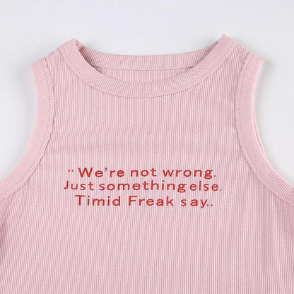 Crewneck letter print stitch tank top