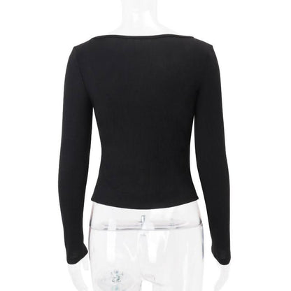 U neck long sleeve lace hem 2 piece cami top