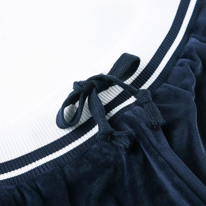 Velvet knitted patchwork self tie low rise pant