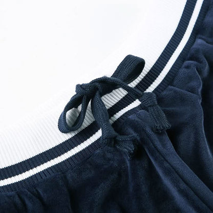 Velvet knitted patchwork self tie low rise pant