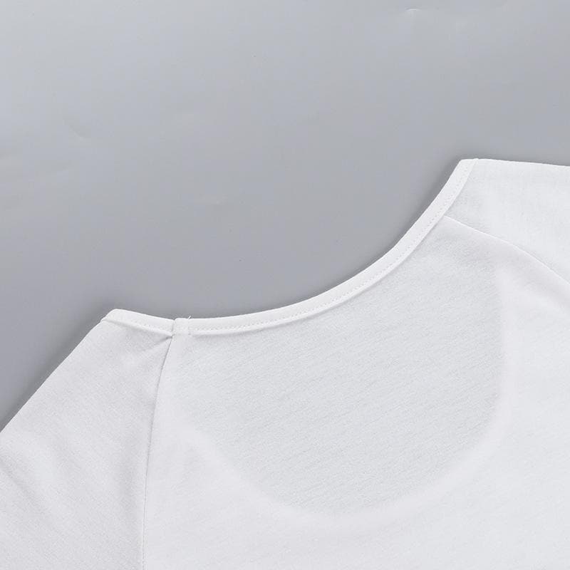 Short sleeve “WET” ruffle u neck top