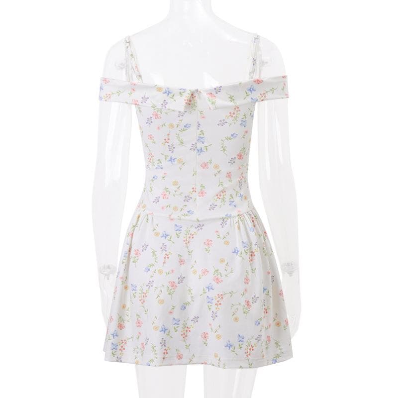 Turnover collar off shoulder zip-up cami mini dress
