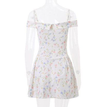 Turnover collar off shoulder zip-up cami mini dress