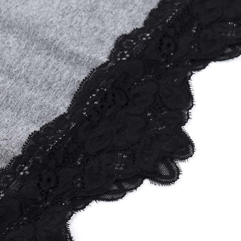 Butterfly print lace hem cami top