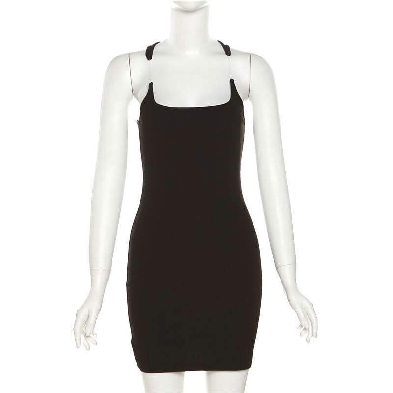 U neck solid cami mini dress
