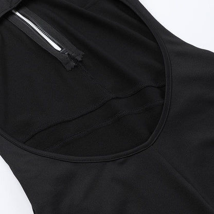 V neck print zip-up backless high slit tank maxi dress