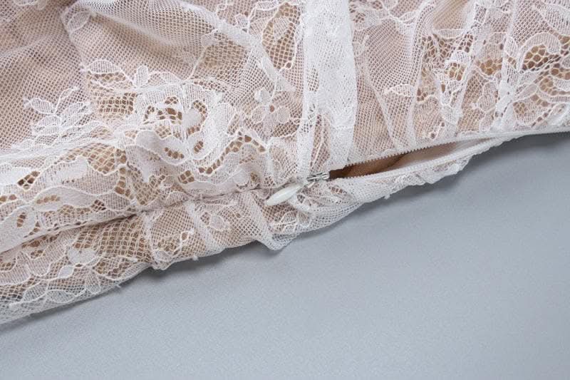 Long sleeve lace zip-up ruched shrug cami maxi dress-final-sale