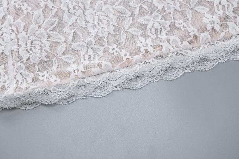 V neck see through lace bowknot cami mini dress