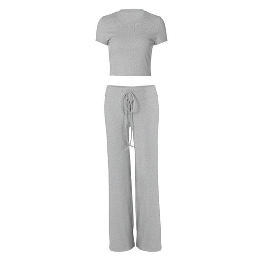 Short sleeve crewneck drawstring pant set
