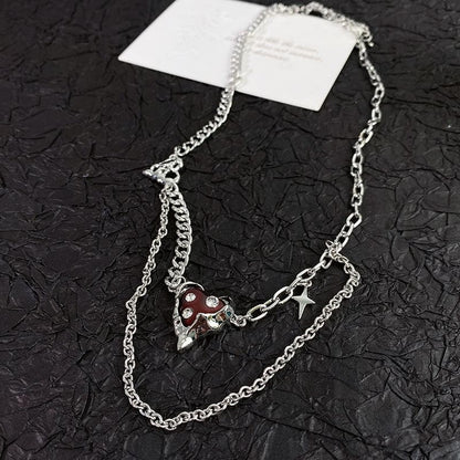 Heart pendant layered chain necklace