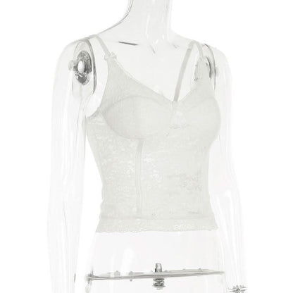 V neck lace bowknot cami top