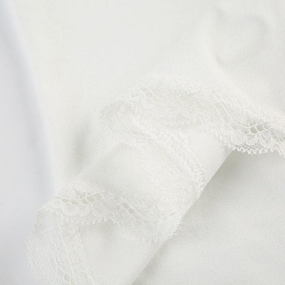 Short sleeve bowknot lace hem top