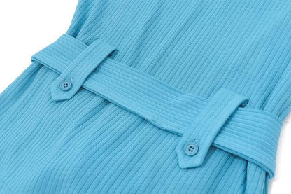 Crewneck long sleeve belt knotted knitted top
