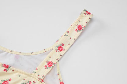 Flower print u neck cami maxi dress