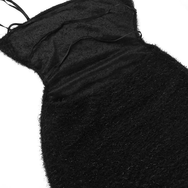 Square neck glitter backless cami maxi dress