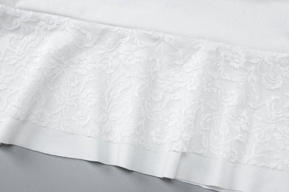 Halter lace hem bowknot mini skirt set