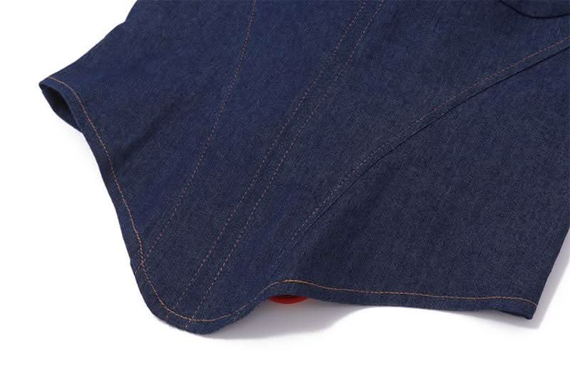 Lace hem lace up corset denim tube top