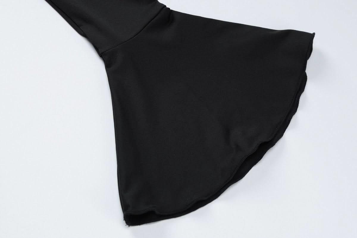 Long flared sleeve v neck ruched maxi dress