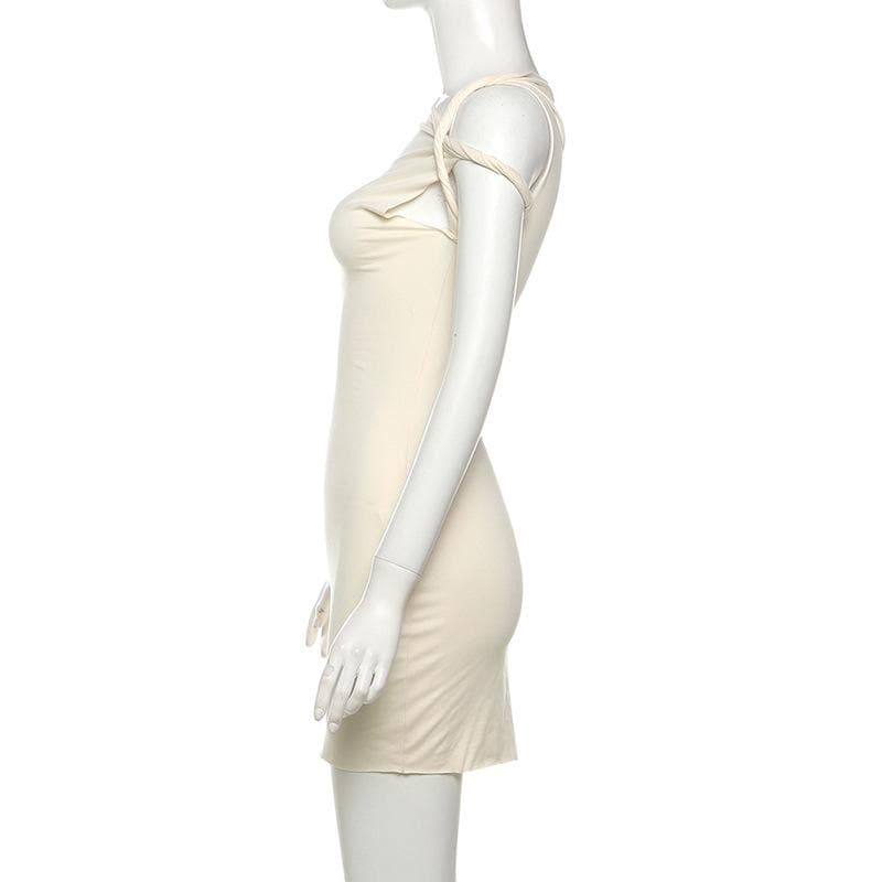 Short sleeve one shoulder ruched solid mini dress