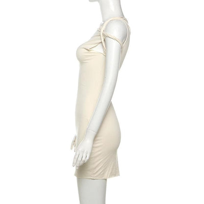 Short sleeve one shoulder ruched solid mini dress