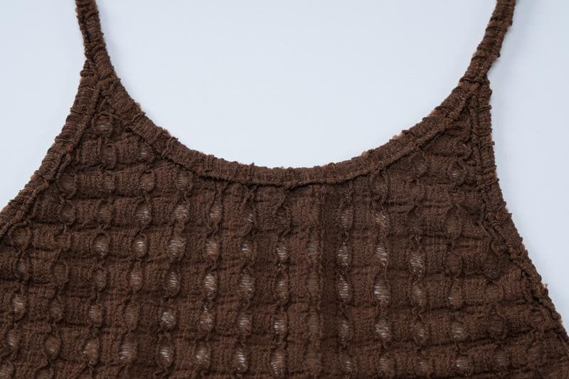 Halter textured see through backless maxi dress