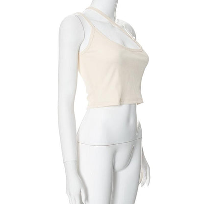 One shoulder ribbed irregular backless top