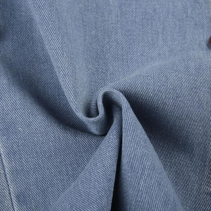 Hollow out belt patchwork button applique jeans-final-sale