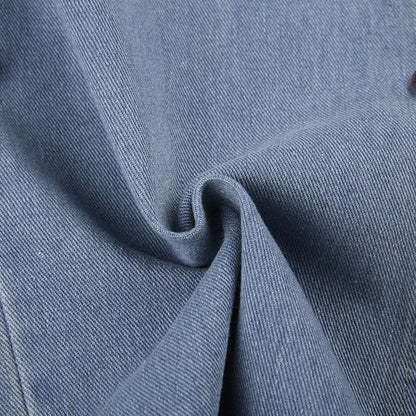 Hollow out belt patchwork button applique jeans-final-sale