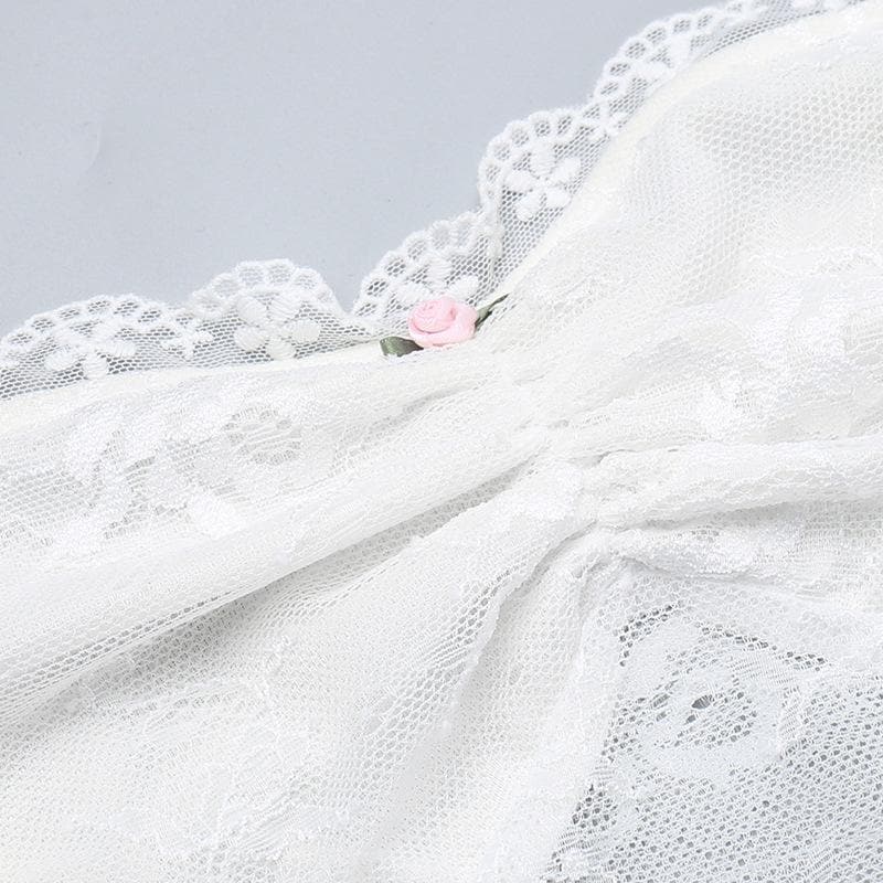 Ruched lace sweetheart neck flower applique cami top