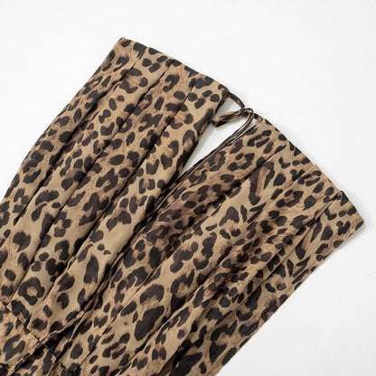 Halter deep v neck leopard print chiffon see through mini dress