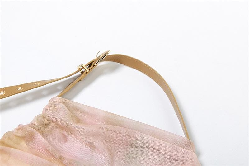 Halter buckle tie dye ruched mini dress