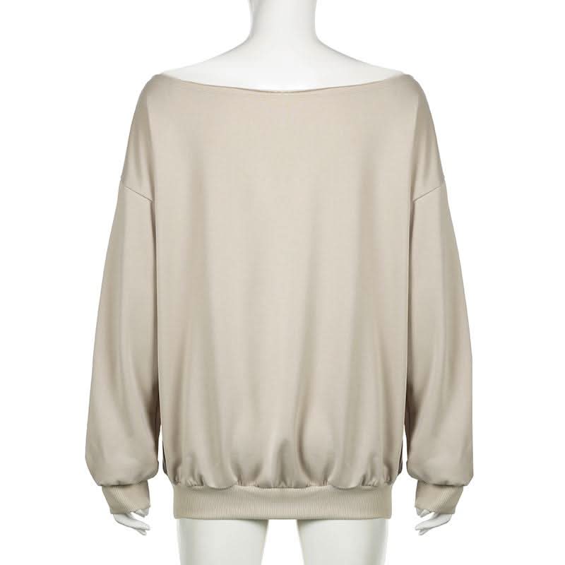 Long sleeve off shoulder "22" print top